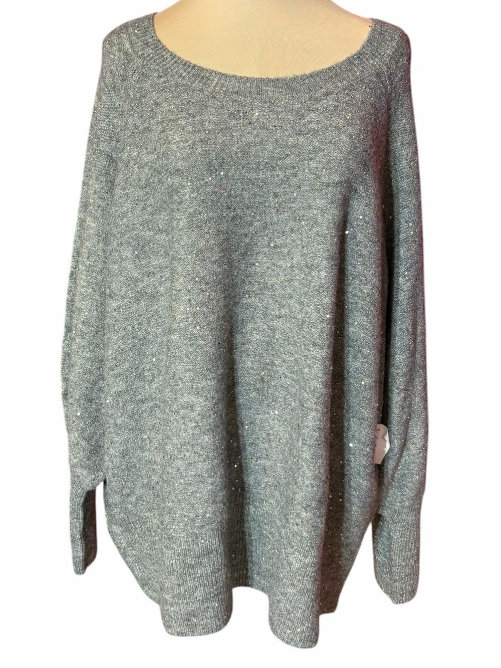 NWT LC Lauren Conrad Gray Scoop Neck Knit Sweater 3X Soft Lightweight